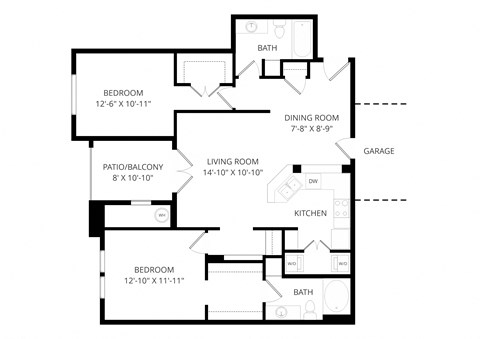 a floor plan of a house with a bedroom and a living room